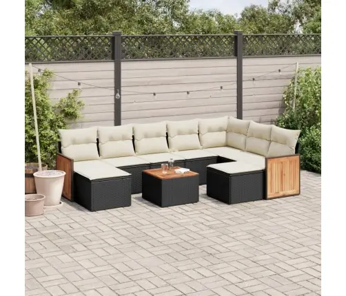 10-Daļīgs Dārza Dīvāna Komplekts, Matrači, Melna Pe Rotangpalma Vidaxl