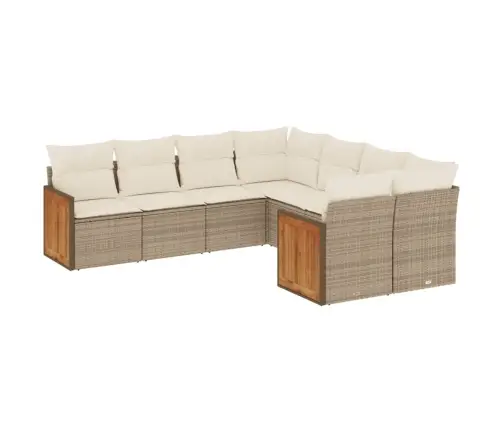 Sofos Komplektas Su Pagalvėlėmis, 8 Dalių, Smėlio, Poliratanas