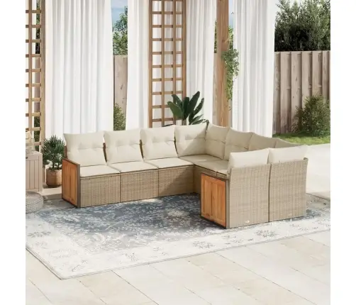 Sofos Komplektas Su Pagalvėlėmis, 8 Dalių, Smėlio, Poliratanas