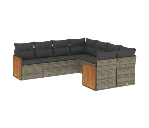 Sodo Komplektas Su Pagalvėlėmis, 8 Dalių, Pilkas, Poliratanas