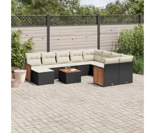 Sodo Komplektas Su Pagalvėlėmis, 11 Dalių, Juodas, Poliratanas