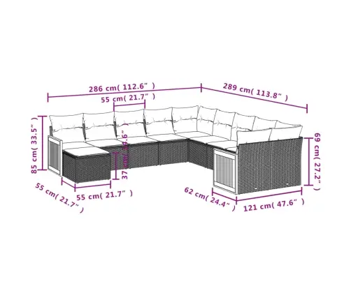 11-Osaline Aiadiivani Komplekt Patjadega, Must, Polürotang