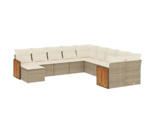 Sodo Komplektas Su Pagalvėlėmis, 11 Dalių, Smėlio, Poliratanas