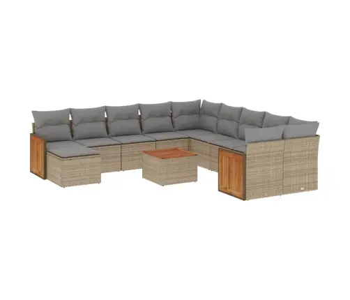 12-Daļīgs Dārza Dīvāna Komplekts, Matrači, Bēša Pe Rotangpalma Vidaxl