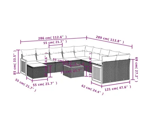 12-Osaline Aiadiivani Komplekt Patjadega, Hall, Polürotang