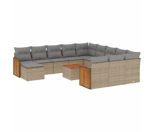 Sofos Komplektas Su Pagalvėlėmis, 13 Dalių, Smėlio, Poliratanas