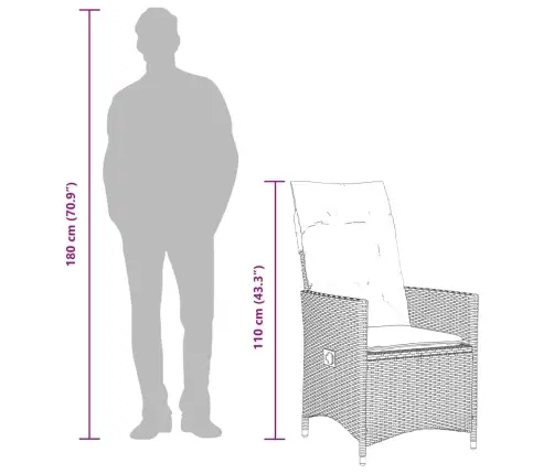 3-Daļīgs Bistro Mēbeļu Komplekts, Melna Pe Rotangpalma, Akācija Vidaxl