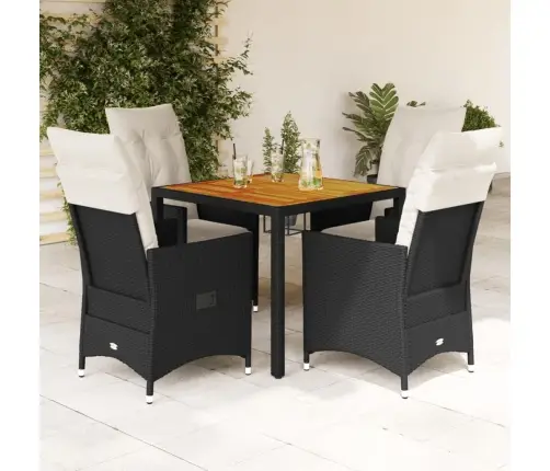 5-Osaline Aiamööbli Komplekt Patjadega, Must, Polürotang