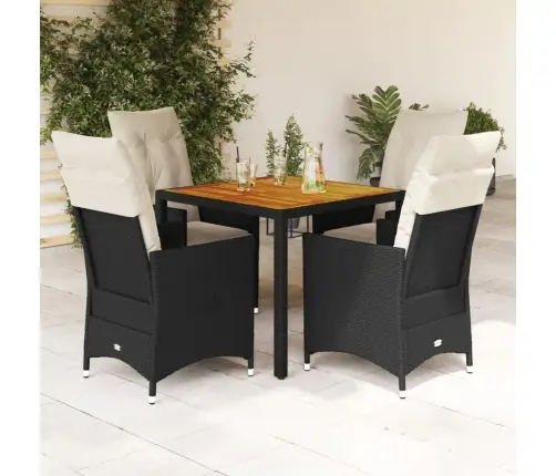 5-Osaline Aiamööbli Komplekt Patjadega, Must, Polürotang