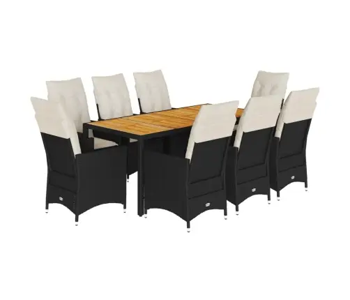 Sodo Komplektas Su Pagalvėlėmis, 9 Dalių, Juodas, Poliratanas