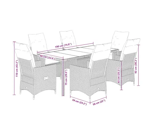 Sodo Komplektas Su Pagalvėlėmis, 9 Dalių, Juodas, Poliratanas