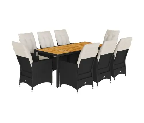 Sodo Komplektas Su Pagalvėlėmis, 9 Dalių, Juodas, Poliratanas