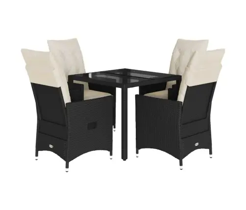 5-Daļīgs Dārza Mēbeļu Komplekts, Matrači, Melna Pe  Rotangpalma Vidaxl