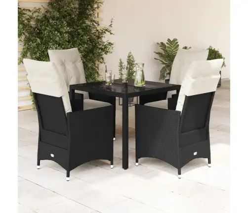 5-Daļīgs Dārza Mēbeļu Komplekts, Matrači, Melna Pe  Rotangpalma Vidaxl