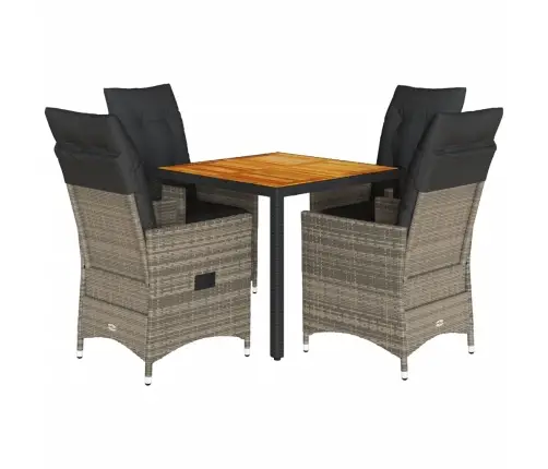 Sodo Komplektas Su Pagalvėlėmis, 5 Dalių, Pilkas, Poliratanas