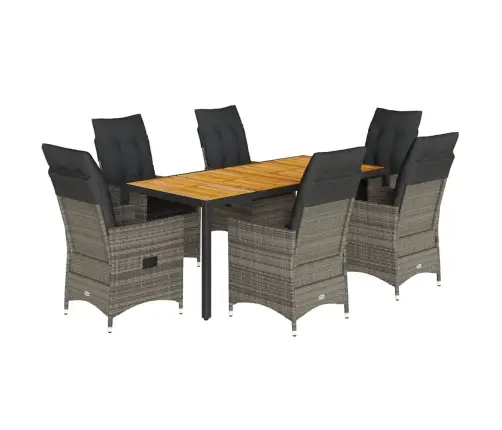 Sodo Komplektas Su Pagalvėlėmis, 7 Dalių, Pilkas, Poliratanas