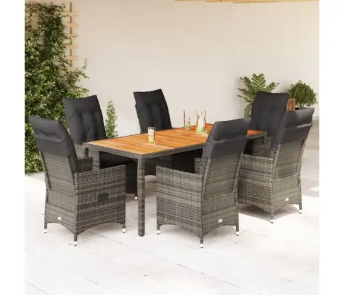 Sodo Komplektas Su Pagalvėlėmis, 7 Dalių, Pilkas, Poliratanas