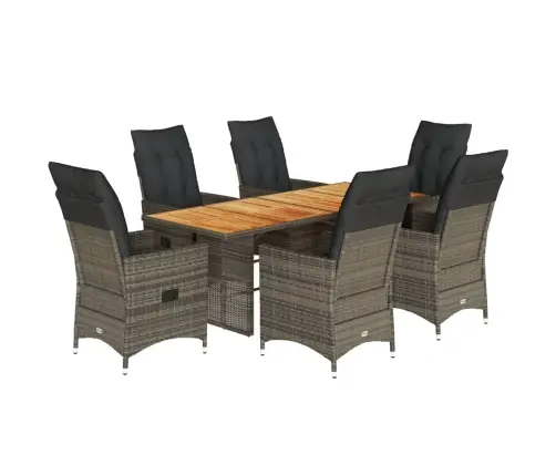 7-Osaline Aiamööbli Komplekt Patjadega, Hall, Polürotang