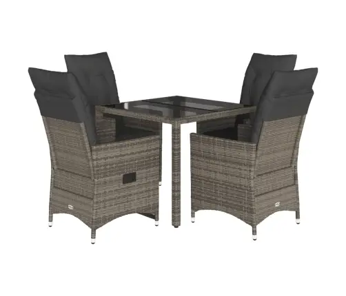 Sodo Komplektas Su Pagalvėlėmis, 5 Dalių, Pilkas, Poliratanas