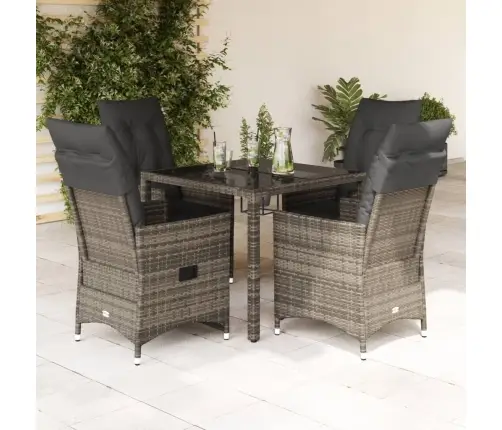 Sodo Komplektas Su Pagalvėlėmis, 5 Dalių, Pilkas, Poliratanas