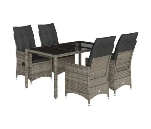 Sodo Komplektas Su Pagalvėlėmis, 5 Dalių, Pilkas, Poliratanas