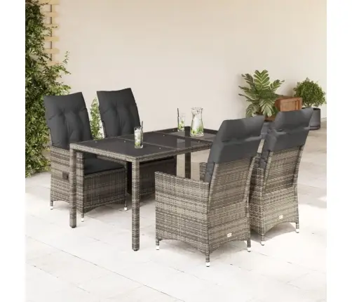 Sodo Komplektas Su Pagalvėlėmis, 5 Dalių, Pilkas, Poliratanas