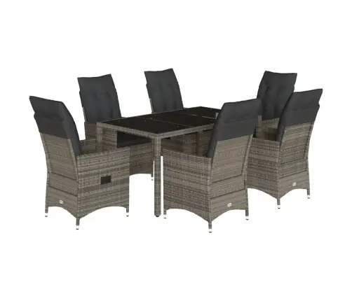 Sodo Komplektas Su Pagalvėlėmis, 7 Dalių, Pilkas, Poliratanas