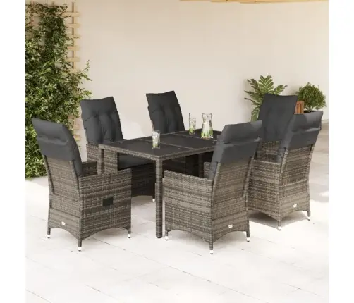 Sodo Komplektas Su Pagalvėlėmis, 7 Dalių, Pilkas, Poliratanas