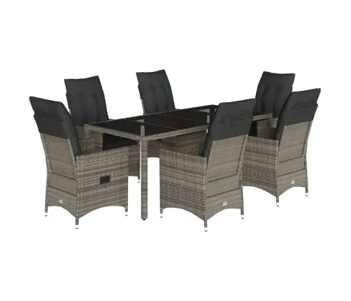 7-Daļīgs Dārza Mēbeļu Komplekts, Matrači, Pelēka Pe Rotangpalma Vidaxl