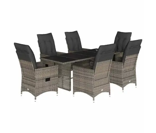 Sodo Komplektas Su Pagalvėlėmis, 7 Dalių, Pilkas, Poliratanas