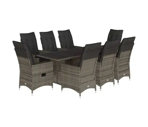 Sodo Komplektas Su Pagalvėlėmis, 9 Dalių, Pilkas, Poliratanas