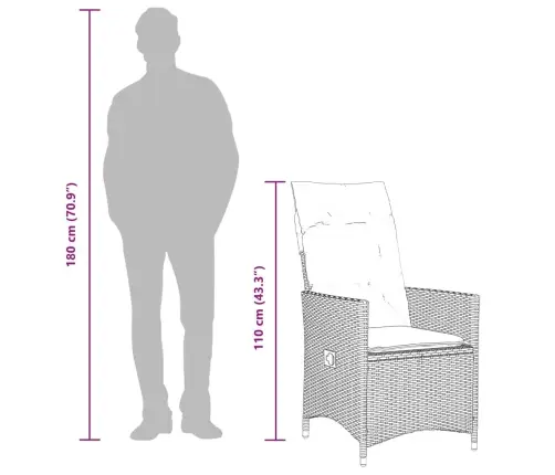 Bistro Komplektas Su Pagalvėlėmis, 3 Dalių, Rudas, Poliratanas