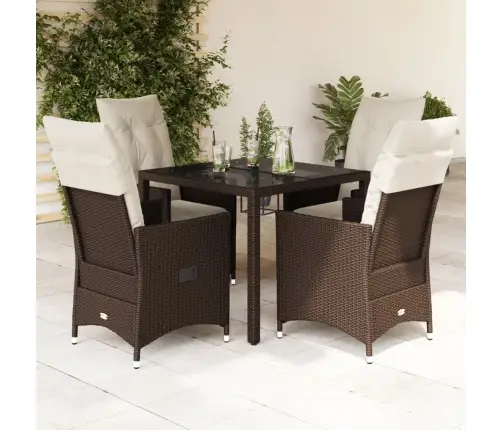 5-Osaline Aia Söögimööbli Komplekt Patjadega, Pruun, Polürotang