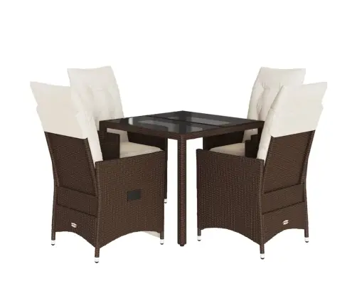 5-Osaline Aia Söögimööbli Komplekt Patjadega, Pruun, Polürotang