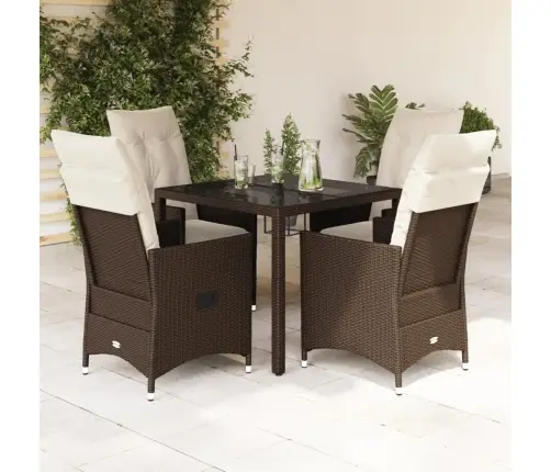 5-Osaline Aia Söögimööbli Komplekt Patjadega, Pruun, Polürotang