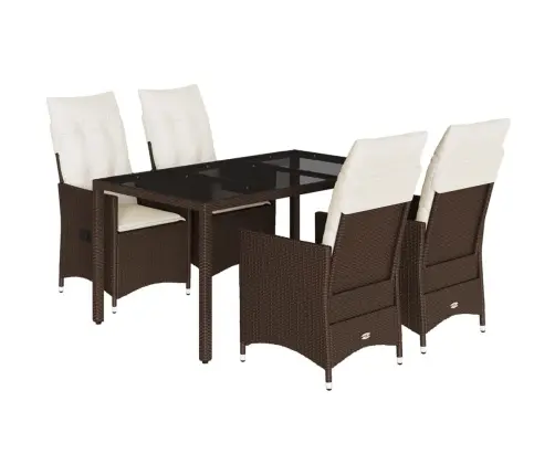 5-Osaline Aia Söögimööbli Komplekt Patjadega, Pruun, Polürotang