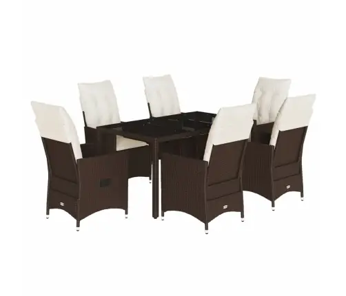 7-Daļīgs Dārza Mēbeļu Komplekts, Matrači, Brūna Pe Rotangpalma Vidaxl