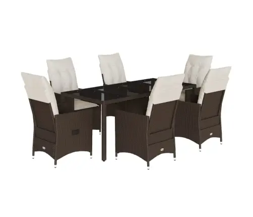 Sodo Komplektas Su Pagalvėlėmis, 7 Dalių, Rudas, Poliratanas