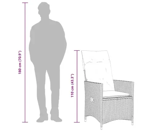 9-Daļīgs Dārza Mēbeļu Komplekts, Matrači, Brūna Pe Rotangpalma Vidaxl