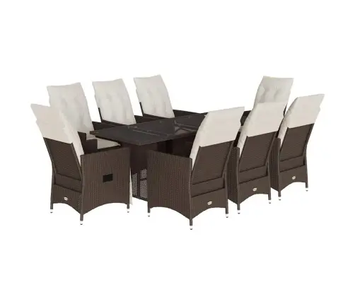 Sodo Komplektas Su Pagalvėlėmis, 9 Dalių, Rudas, Poliratanas