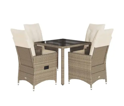 Sodo Komplektas Su Pagalvėlėmis, 5 Dalių, Smėlio, Poliratanas