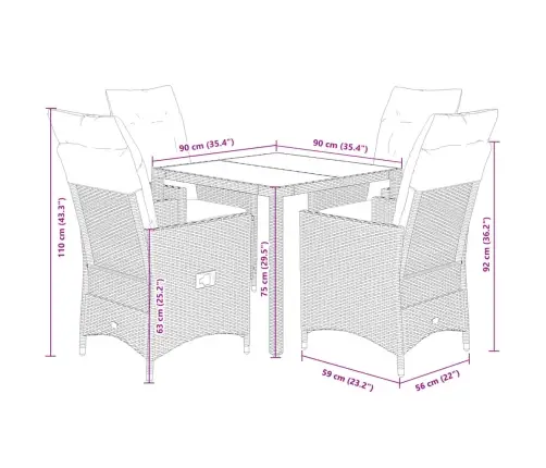 Sodo Komplektas Su Pagalvėlėmis, 5 Dalių, Smėlio, Poliratanas
