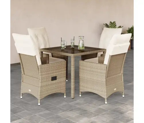 Sodo Komplektas Su Pagalvėlėmis, 5 Dalių, Smėlio, Poliratanas