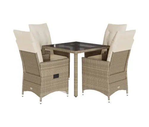 5-Daļīgs Dārza Mēbeļu Komplekts, Matrači, Bēša Pe Rotangpalma Vidaxl 5-Daļīgs Dārza Mēbeļu Komplekts, Matrači, Bēša Pe Rotangpalma Vidaxl