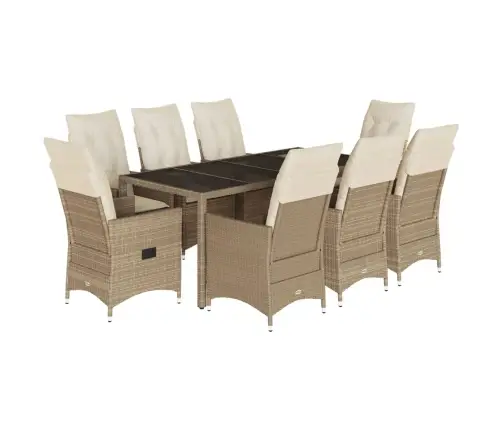 Sodo Komplektas Su Pagalvėlėmis, 9 Dalių, Smėlio, Poliratanas