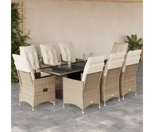 9-Daļīgs Virtuves Mēbeļu Komplekts Ar Matračiem, Pe Rotangpalma Vidaxl