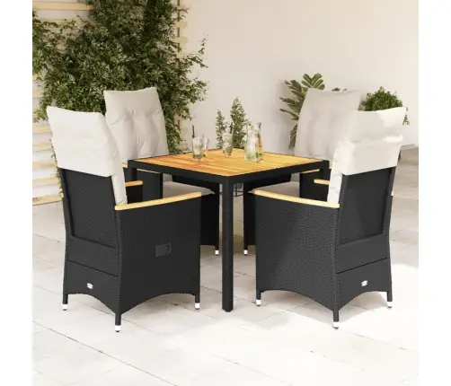 5-Daļīgs Dārza Mēbeļu Komplekts, Matrači, Melna Pe  Rotangpalma Vidaxl