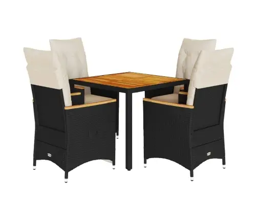 Sodo Komplektas Su Pagalvėlėmis, 5 Dalių, Juodas, Poliratanas