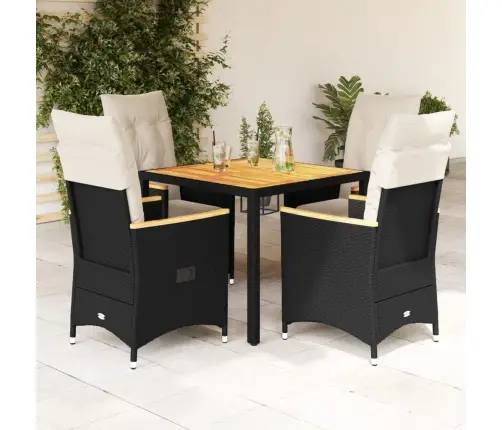 5-Daļīgs Dārza Mēbeļu Komplekts, Matrači, Melna Pe  Rotangpalma Vidaxl