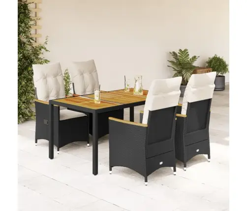 5-Daļīgs Dārza Mēbeļu Komplekts, Matrači, Melna Pe  Rotangpalma Vidaxl